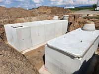 detailní reference, Betonová retenční nádrž a betonová požární nádrž, z nádrží typu NO, s čerpací šachtou, bystřec, db betonové jímky